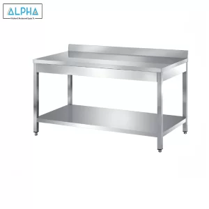 Stainless Steel Work Table + Bottom Shelf + Splash Edge