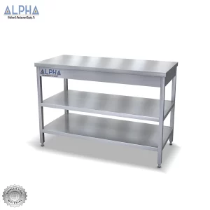 Stainless steel Work Table No Splash 2 shelves