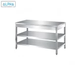 Stainless steel Work Table No Splash 2 shelves