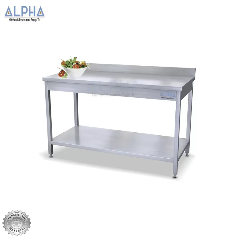 Stainless Steel Work Table + Bottom Shelf + Splash Edge | stainless steel work table in UAE | Best Stainless Steel Work Table in UAE | steel table Fabricator in UAE