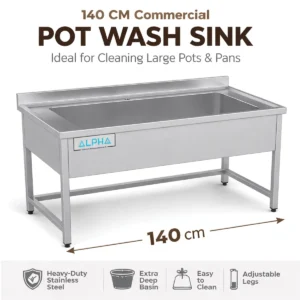 SS Pot Wash Sink 140cm , 140 cm commercial pot wash sink,