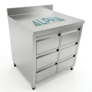 Stainless steel Base Cabinet 6 Drawers , وحدة ادرج وخزانة ارضية مصنوعة من ستانلس ستيل