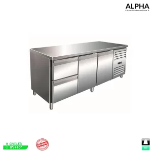 Refrigerated workbench with 2 doors and 2 drawers