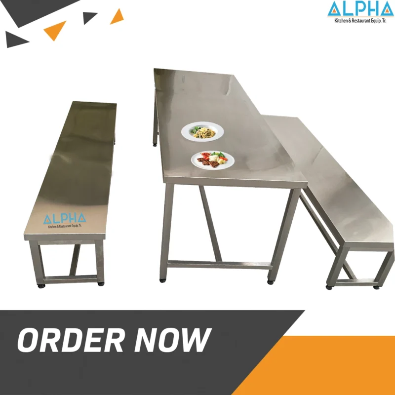 stainless steel dining table with bench UAE Qatar, Stainless Steel Tables & Workbenches for sale in Sharjah, Stainless steel dining table - All architecture and design, Buy Steel Mess Dining Table And Benches At best price, Canteen Table with Chairs, Ss dining table for labour price