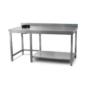 Stainless steel work table with waste hole