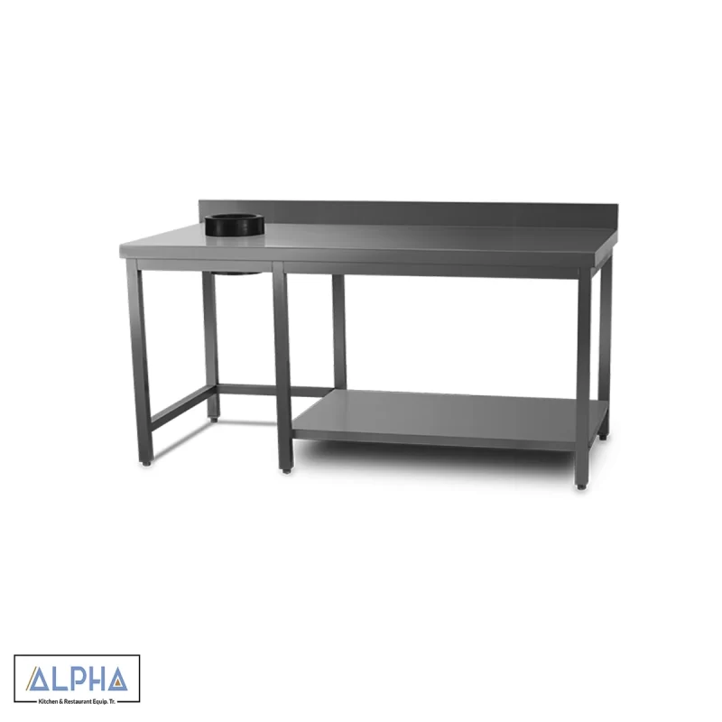 Stainless steel work table with waste hole