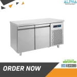 Chiller 2 Doors Counter Gr | STAINLESS STEEL REFRIGERATED COUNTER | COUNTER REFRIGERATOR | REFRIGERATED COUNTER WITH 2 GN DOORSو Tecnodom, TF02MIDGN, Undercounter Refrigerator, Undercounter chiller 2 doors , working top Chiller 