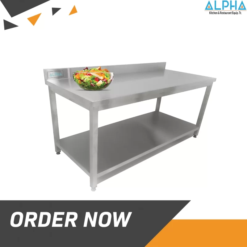 work table with splash and shelf,Stainless Steel Work Table + Bottom Shelf + Splash Edge | stainless steel work table in UAE | Best Stainless Steel Work Table in UAE | steel table Fabricator in UAE | ss kitchen table | Ss work table price | Stainless Steel Table | Steel table for kitchen uae, work table fabrication in UAE