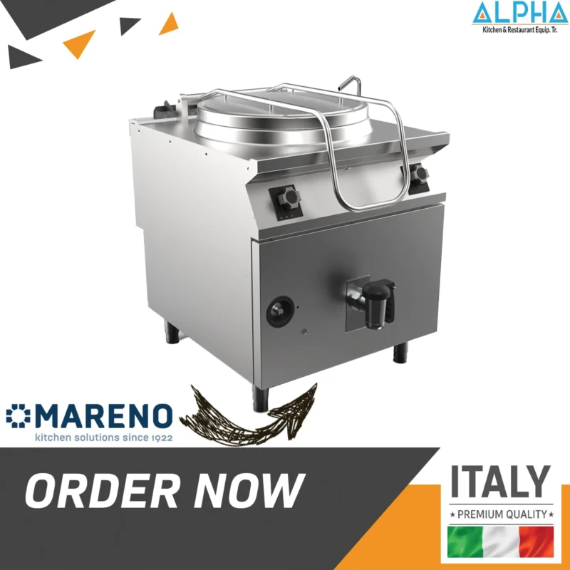Gas Boiling Pan 150 Litres, Direct Heating Boiling Pan, Industrial Kitchen Boiling Pan, Commercial Gas Cooking Equipment