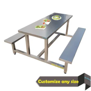 Ss Dining Table with Fixed Benches