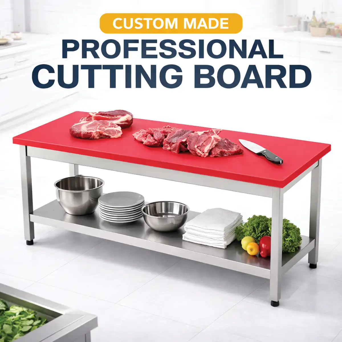 Red Cutting Board Polyethylene With Table