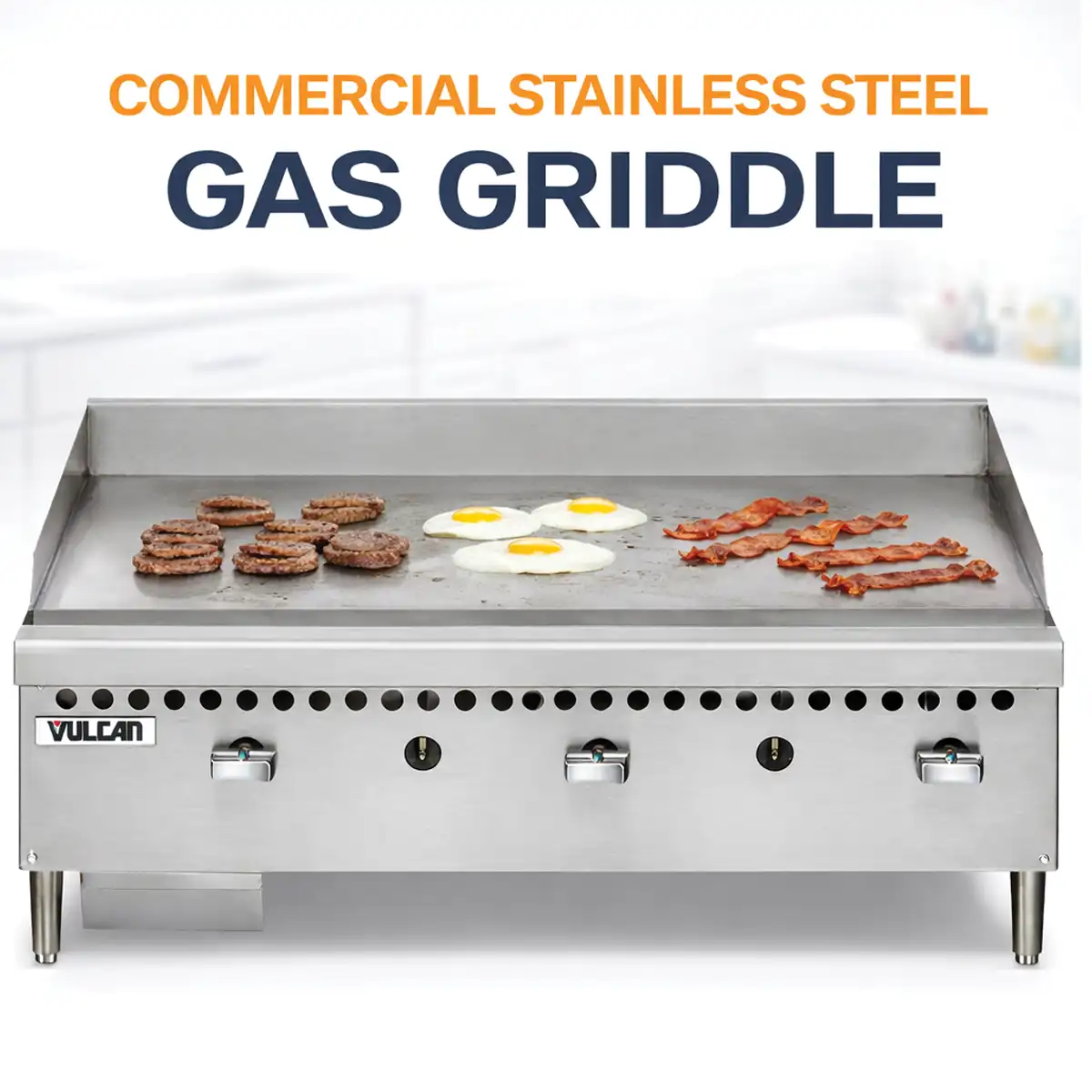 Gas Griddle smooth – 90 series 3 Burners with Manual Controls - 1 Steel Plate size 90x65x40 cm