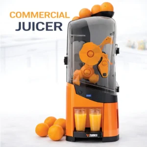 Zumex Minex commercial orange juicer with self-service tap for cafes and hotels.