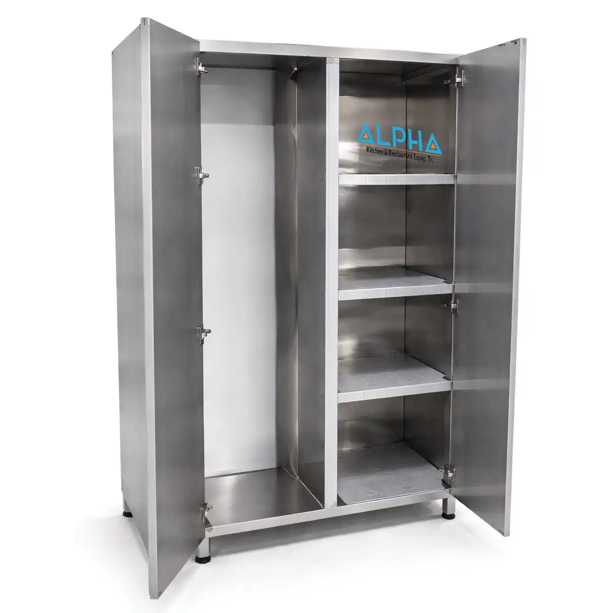 Stainless Steel Cleaning Tools Cabinet , Designed to organize and separate cleaning products, keeping them out-of-sight in the work area.