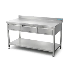 Stainless Steel Work Table with 3 Horizontal Drawers