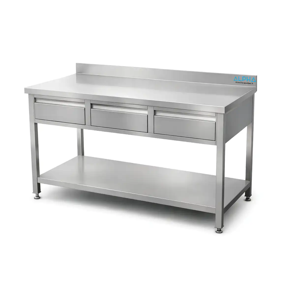 Stainless Steel Work Table with 3 Horizontal Drawers